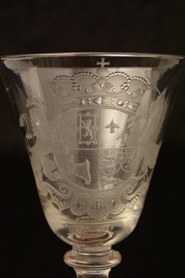 Lot 616 - Newcastle Royal Coat of Arms wine glass.