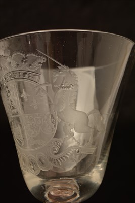 Lot 616 - Newcastle Royal Coat of Arms wine glass.