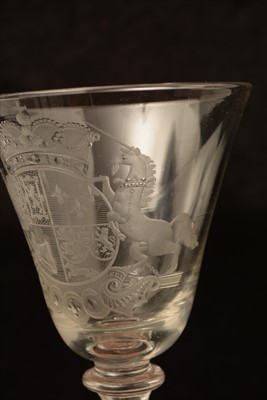 Lot 616 - Newcastle Royal Coat of Arms wine glass.