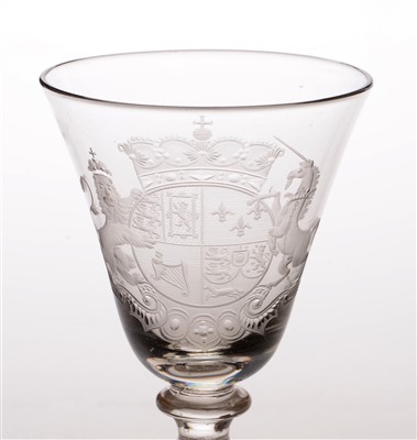 Lot 616 - Newcastle Royal Coat of Arms wine glass.
