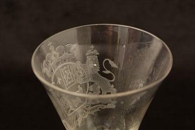Lot 616 - Newcastle Royal Coat of Arms wine glass.