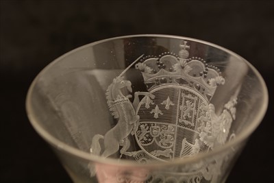 Lot 616 - Newcastle Royal Coat of Arms wine glass.