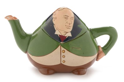 Lot 573 - Foley "Intarsio" Lord Rosebery character teapot and cover.