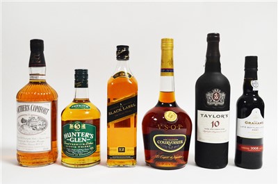 Lot 456 - Mixed whiskies, ports and liqueurs