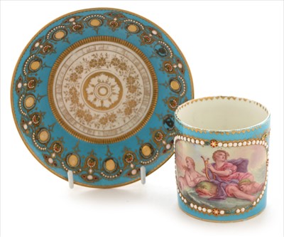 Lot 603 - 19th Century Sevres coffee can and matched saucer.