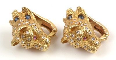 Lot 145 - Gem set cheetah earrings