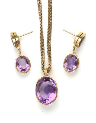 Lot 214 - Amethyst earrings and pendant