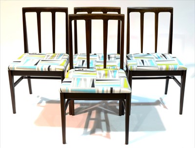 Lot 955 - Four Afromosia dining chairs.