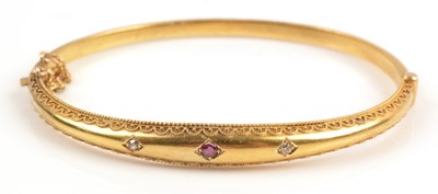 Lot 204 - Ruby and diamond bangle