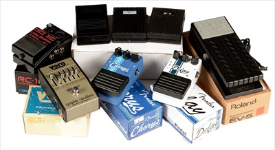 Lot 89 - Three guitar pedals, EQ pedal, two Roland pedals