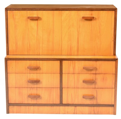 Lot 1260 - A mid-Century fruitwood veneer bureau