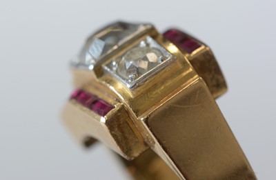 Lot 137 - Diamond and ruby Art Deco ring