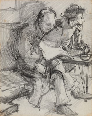 Lot 1390 - R.O. Lenkiewicz - pencil drawing.