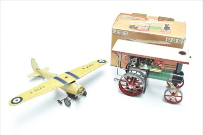 Lot 297 - Tinplate aeroplane and Mamod engine