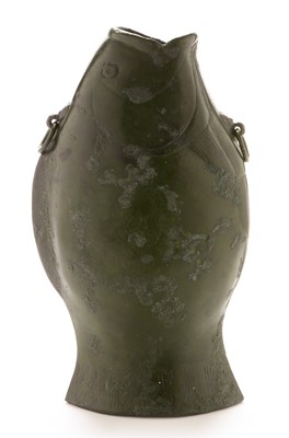 Lot 411 - Bronze fish form vase