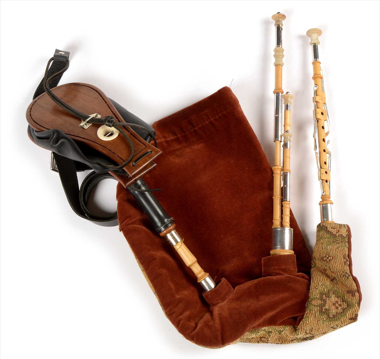 Lot 226 - Set of Northumbrian small pipes.