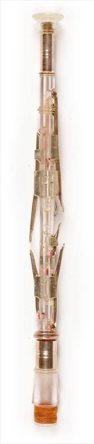 Lot 195 - Experimental perspex and brass chanter and stock.