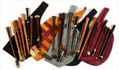 Lot 198 - Selection of twenty Border pipe and Scottish small pipe chanters.