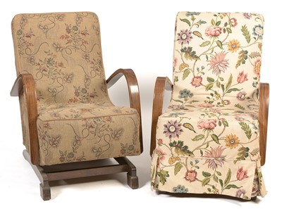 Lot 1192 - Two Art Deco rocking chairs