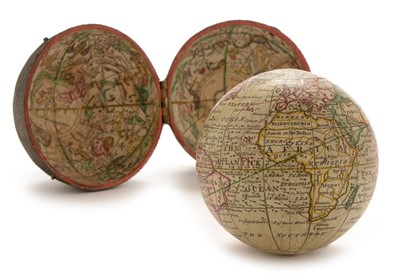 Lot 961 - A Nathaniel Hill 2 3/4-inch pocket globe, English, published 1754