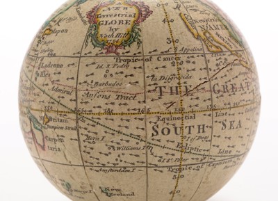 Lot 961 - A Nathaniel Hill 2 3/4-inch pocket globe, English, published 1754