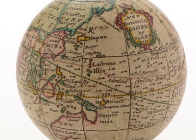 Lot 961 - A Nathaniel Hill 2 3/4-inch pocket globe, English, published 1754