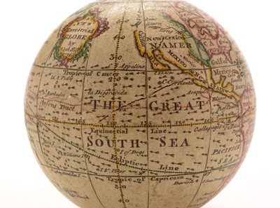 Lot 961 - A Nathaniel Hill 2 3/4-inch pocket globe, English, published 1754