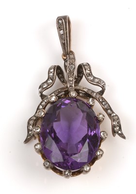 Lot 208 - Edwardian amethyst and diamond pendant