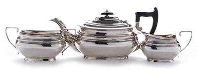 Lot 251 - Three piece silver tea set