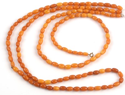 Lot 197 - Two butterscotch amber necklaces