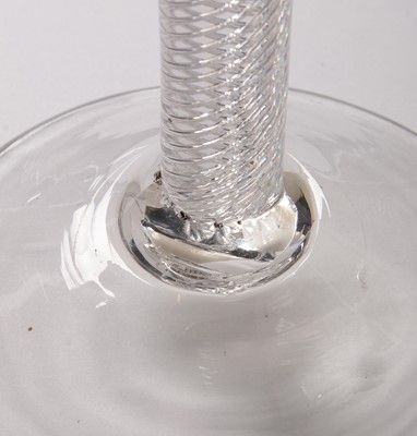 Lot 510 - Pair of engraved airtwist wine glasses