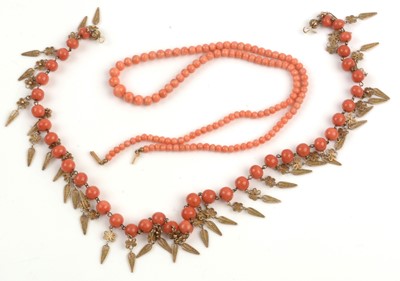 Lot 193 - Two coral necklaces