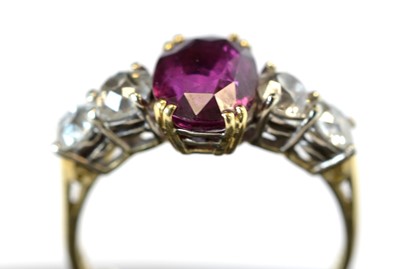 Lot 129 - Ruby and diamond ring