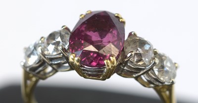 Lot 129 - Ruby and diamond ring