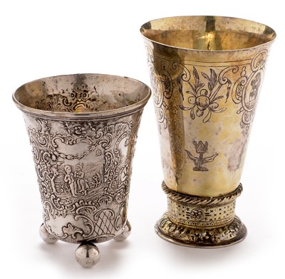 Lot 342 - Two Dutch silver beakers