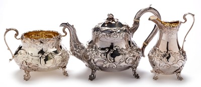 Lot 298 - Victorian three piece silver tea service