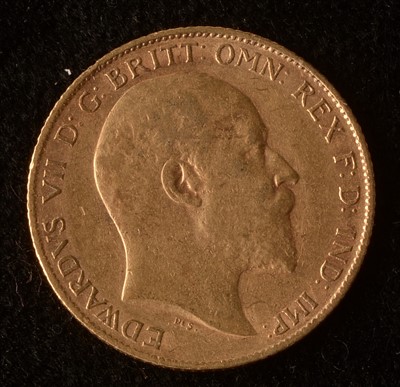 Lot 1072 - Edward VII gold half sovereign