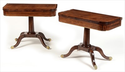 Lot 713 - Pair of 19th Century rosewood and inlaid card tables.