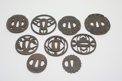 Lot 995 - Collection of nine iron tsuba