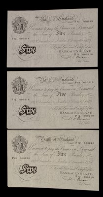 Lot 1113 - Three white fivers