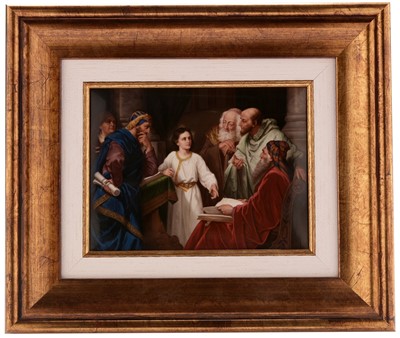 Lot 491 - KPM Berlin plaque ' Christ in the Temple'