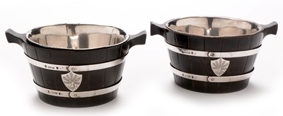 Lot 328 - Scottish silver and stained wood quaiches