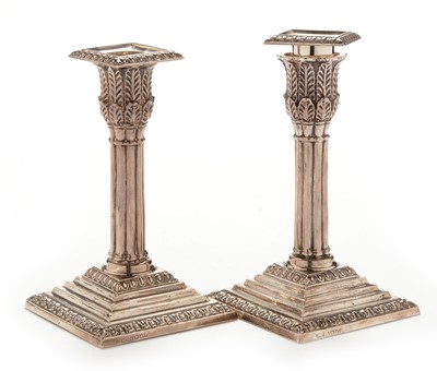 Lot 329 - Pair silver candlesticks