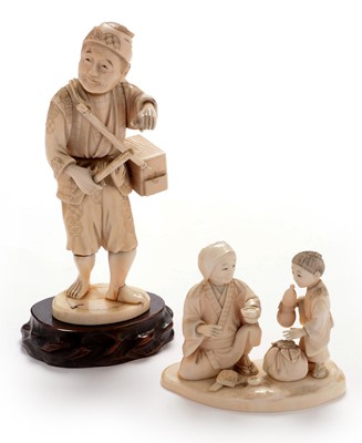 Lot 434 - Two Japanese ivory figures