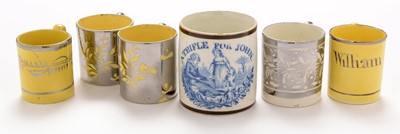 Lot 457 - Six small pottery christening mugs
