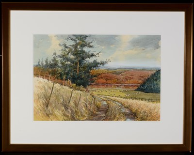Lot 1200 - George Hutchinson - a border landscape with sheep in a field