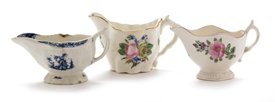Lot 446 - Three English porcelain cream jugs