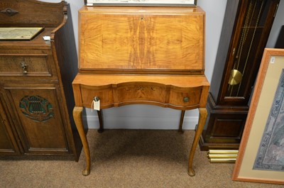 Lot 787 - 20th century walnut bureau desk