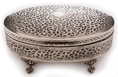 Lot 334 - Indian white metal jewellery box