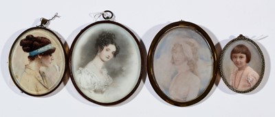 Lot 1212 - British School - miniature bust portraits of young women